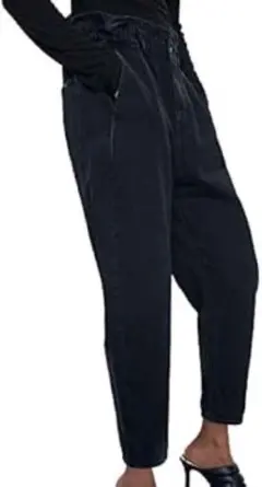 ZARA ロールアップ バギー デニム 黒 バレルシルエット