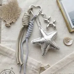 バッグチャーム じゃらじゃらキーホルダー シルバー 星 おそろい プレゼント