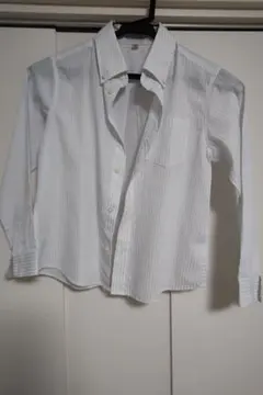 130サイズ ホワイト ストライプ 長袖シャツ