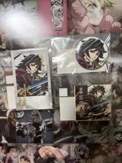 鬼滅の刃 WEBSHOPくじ 水柱 冨岡義勇 チェキ、缶バッジ、ステッカーセット