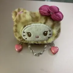 ハローキティ ギャル　前髪クリップ ヘアクリップ ヒョウ柄 茶