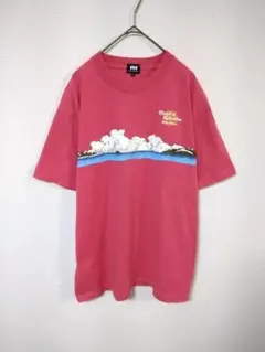 ヘリーハンセン　Tシャツ　メンズM　ピンク色系　前面3Dプリント　綿100％