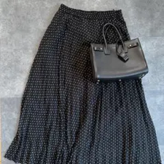ドット ロングスカート Lサイズ ブラック ウエストゴム フレア