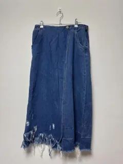 【新品未使用】ZARAラップスカート風デニムダメージワイドパンツ
