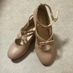 リボンストラップ付きシューズ　ベビーピンク　LLサイズ
