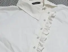 f.modern ホワイト フリル長袖シャツ