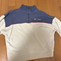 Champion ジップアップ トレーナー M ホワイト/ブルー