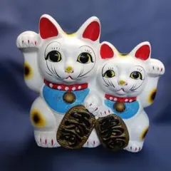 招き猫 白黒 貯金箱 陶器 縁起物 商売繁盛開運置物 開運 - メルカリ