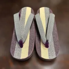 寄木細工　高級下駄　お洒落な紫系　新品未使用　Mサイズ