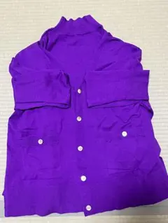 紫色タートルネック長袖アンサンブル　L