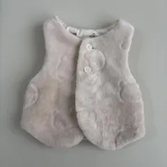 ベビーベスト 50-70cm 淡いピンク クマ柄