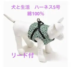 犬と生活 ボディハーネス 唐草 《胴輪 バックル付 和柄》 (5号) リード付のサムネイル