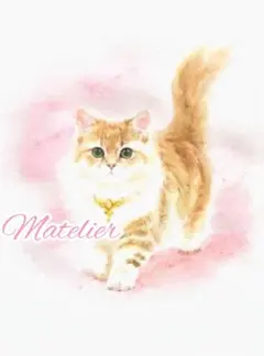 水彩画　原画　猫の絵　癒し
