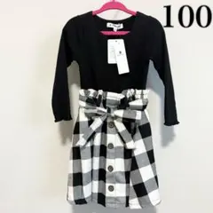 新品　グローバルワーク　ウエストリボン　ワンピース　チェック　90 95 100