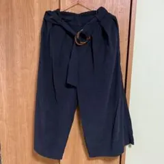 ブラック　ガウチョパンツ ウエストリボン