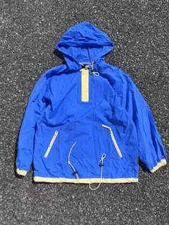 Santa Monica ナイロンアノラックパーカー　青×黄色　ドローコード