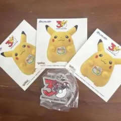 ポケモン 30周年 メタルチャーム グラードン ピカチュウ ステッカー 3枚