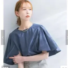 新品　ROSSO コットンリネンフレアースリーブプルオーバーのサムネイル