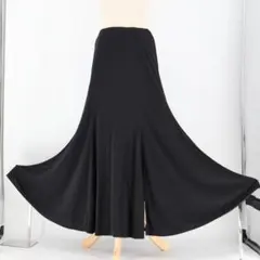 【美品 日本製 社交ダンス衣装】ブラック Chacott スカート 黒 無地