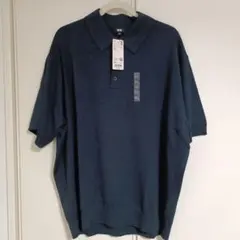 【値下げ】ユニクロ　ウォッシャブルニットポロセーター（半袖）　ネイビー 3XL