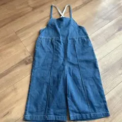 プティマイン 90cm デニムサロペット ワイドレッグ