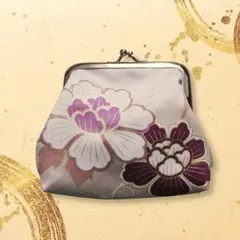 ガマ口　ポーチ　財布　小物入れ　リメイク　反物　裏地有り　花柄【mc0503】