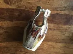 【特選】信楽焼　初代八山作　花瓶　昭和アンティーク　花器　レトロ