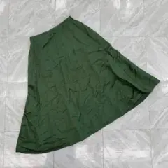 URBAN RESEARCH DOORS フレアスカ ート ミモレ丈無地カーキM