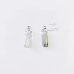no.279天然石　ピアス　イヤリング　ホワイト　グレー　アシンメトリー
