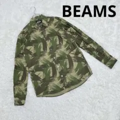 BEAMS ビームス(M)長袖 シャツ 総柄 古着 刺繍　派手目
