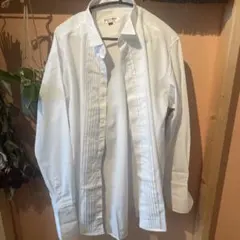 ウィングカラー 立ち襟　長袖 ワイシャツ ダブルカフス ピンタック 結婚式