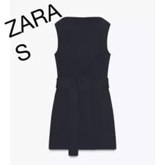 【ZARA】完売品XS リボンディテールショートワンピース タイリボン ブラック ZARA】完売品XS リボンディテールショートワンピース タイリボン
