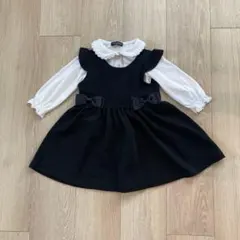 冠婚葬祭　フォーマル　ワンピース　ブラック　襟付きブラウス　結婚式