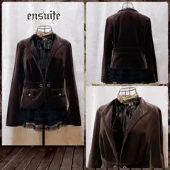 ベロア テーラードジャケット 茶 平成ギャル y2k 森ガール グランジ 韓国