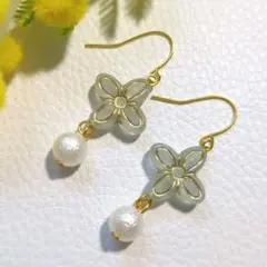 ハンドメイドピアス　3080　　　　　アンティーク調ビーズ