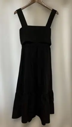 黒 リボン付き フレアキャミソールドレス