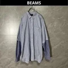 BEAMS ストライプ シャツ 切り替え L BEAMS メンズ