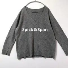 スピックアンドスパン カシミヤ Vネックニット グレー F