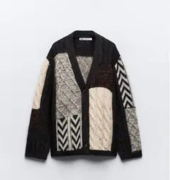【期間限定価格】ZARA パッチワークニットカーディガン