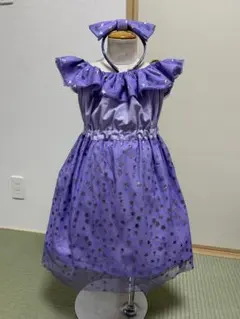 星柄フリル付き紫色ドレス(カチューシャ付き)♪