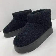新品★レディース★Mサイズ★裏ボア 厚底プードルボアブーツ 黒 574