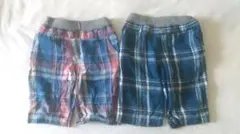 Right-on ライトオン チェックハーフパンツ ネイビー ピンク 双子