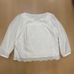 【美品】クチュールブローチ フラワー刺繍ブラウス 入学式 入園式 ホワイト 38