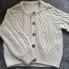 ケーブル編みクリームカーディガン Sサイズ