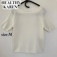 HEALTHY KAREN リブニット 半袖トップス ホワイト Mサイズのサムネイル
