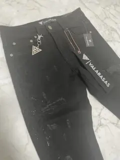 VALABASASバラバサス　ダメージラインストーンスキニーブラックデニムのサムネイル