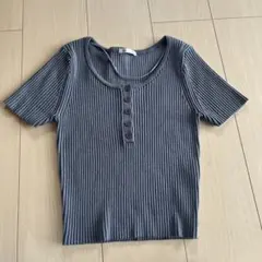 GU 半袖　リブニット　トップス
