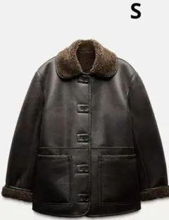 新品タグ付き ZARA リバーシブルフェイクレザー ダブルフェイスコート