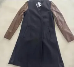 新品 Theory セオリー ロングコート ジレ ベスト コンビ素材 レザー