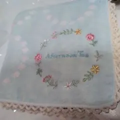 【新品未使用】Afternoon Tea タオルハンカチ 水色　5